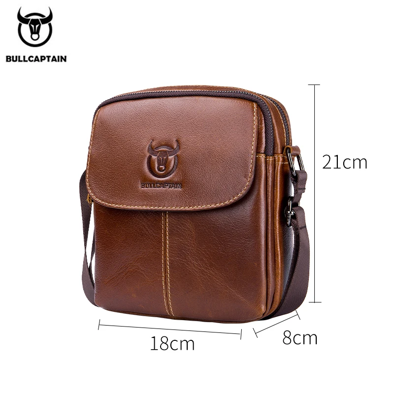BULLCAPTAIN Leather Men\'s Messenger Bag Business Shoulder Bags Suitable For 7.9 Inch Ipad Mini High Quality Male Crossbody Bages