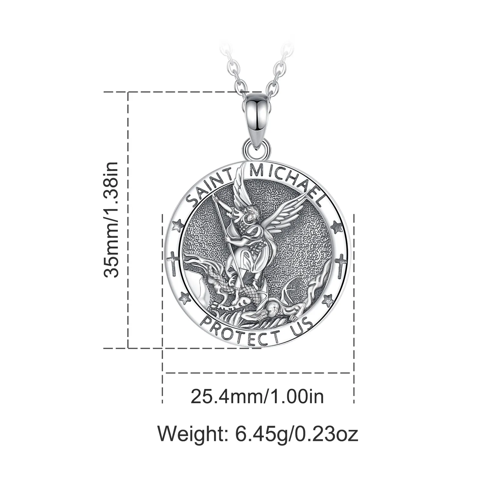 يودورا سانت مايكل قلادة 925 فضة رئيس الملائكة تميمة ميدالية قلادة مجوهرات مسيحية هدية دينية للرجال والنساء #2
