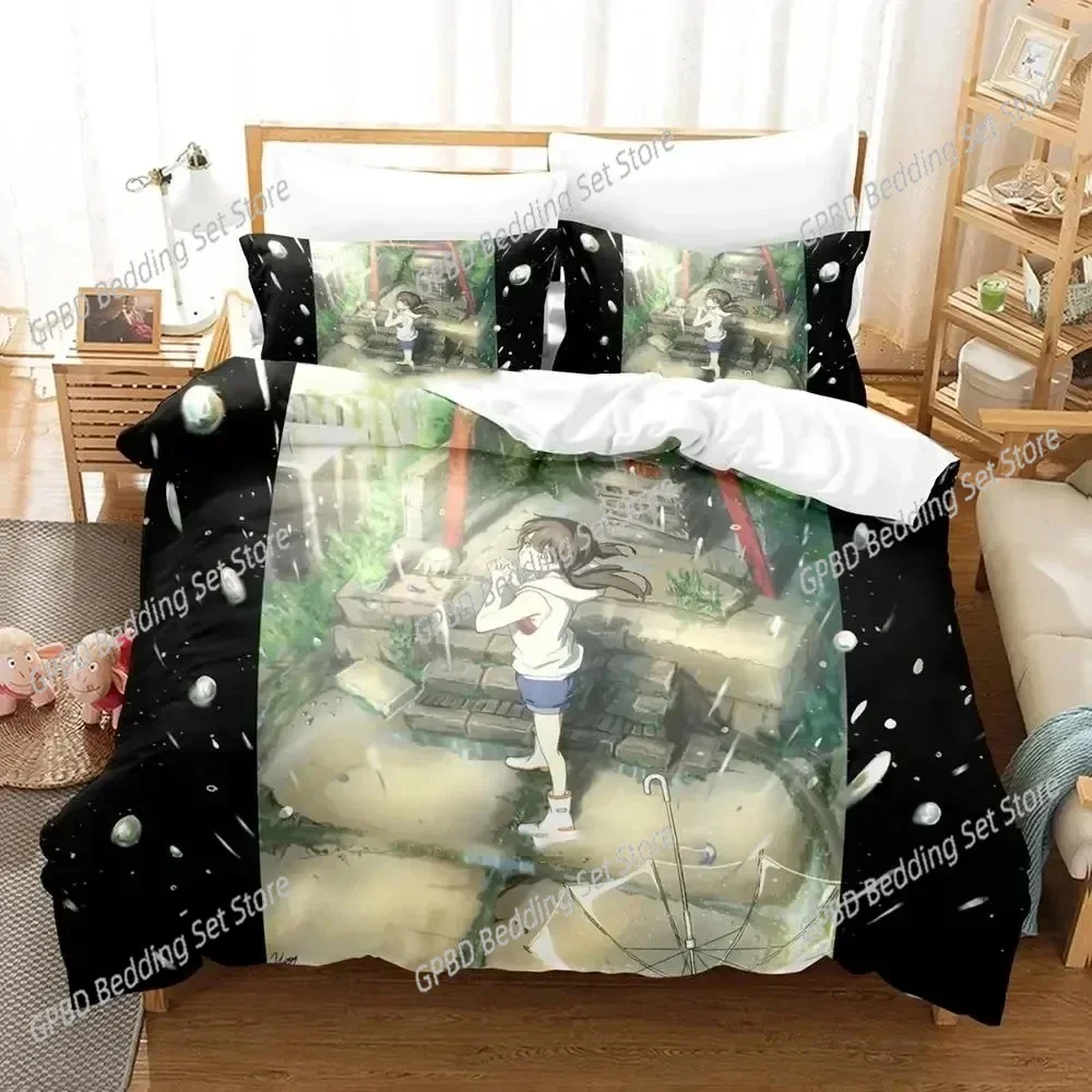 

Anime Weathering with You 3D Bedding Set Duvet Cover Pillowcases Single Twin Full Queen King Size Home Decor Quilt Boys Gift