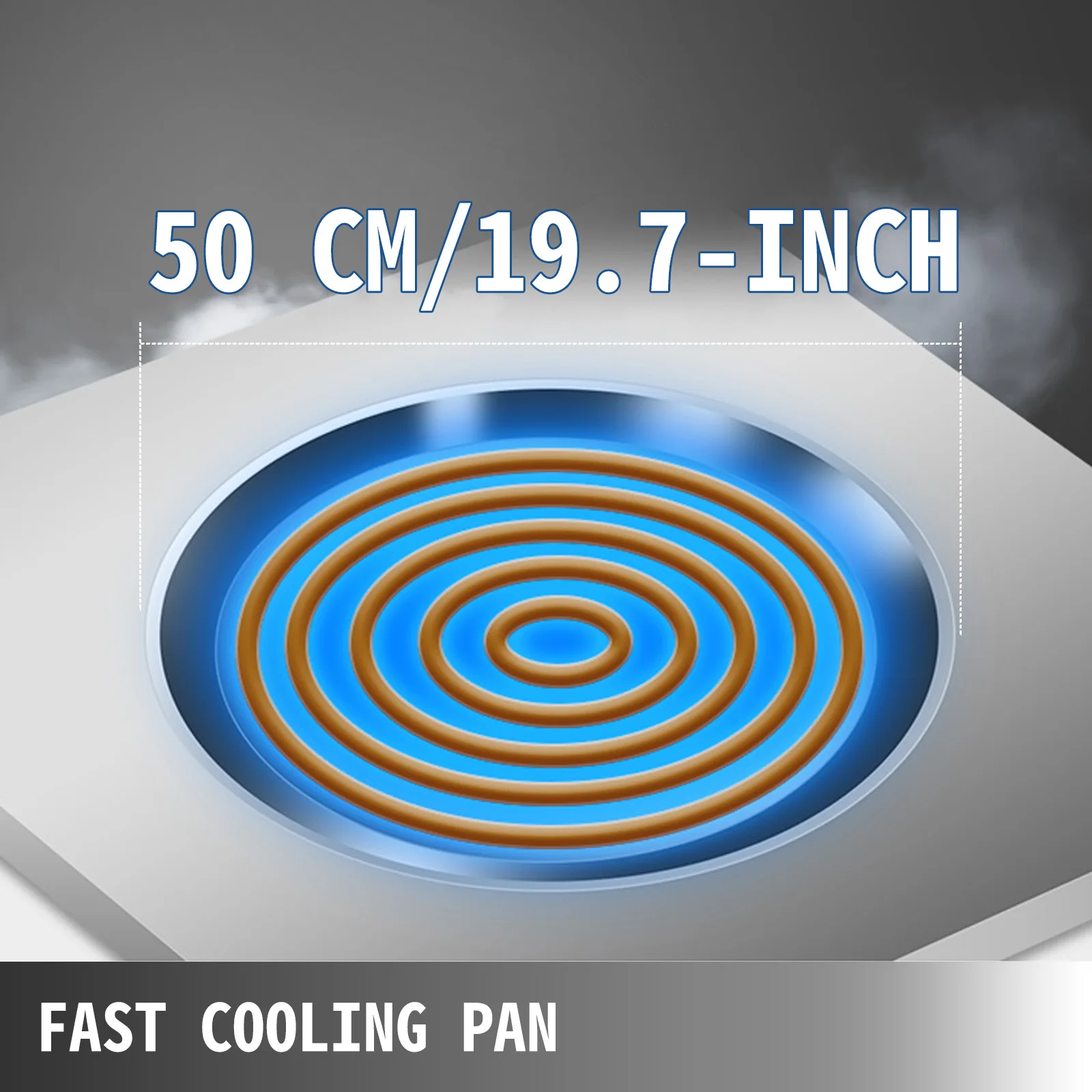 Vevor Commerciële Gebakken Ijs Machine 50Cm Enkele Pan 1800W Rvs Temperatuurregeling Thuis Ijs Pap maker