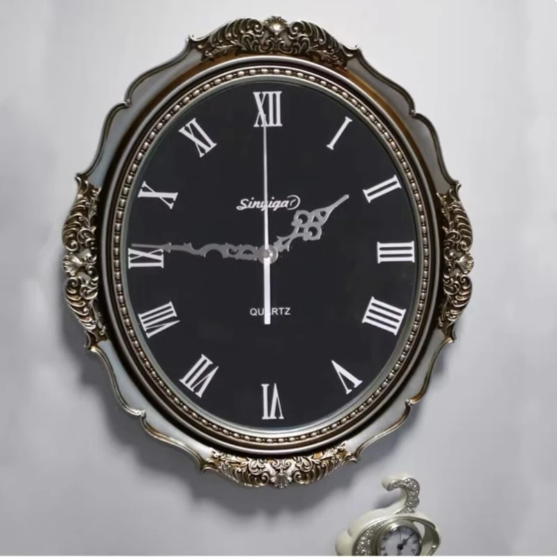 Retro Nordic Classical Wall Clock Court Eleganc Rome Digital Clocks High-end Resin Bedroom Mute Watch Home Decor Quartz Clock