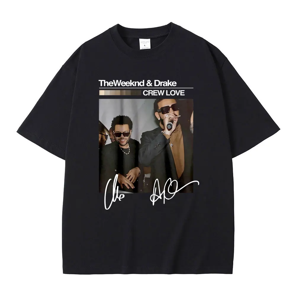 

The Weeknd and Drake Crew Love Graphic T Shirts Men Women Hip Hop Oversized Tshirt Men's Casual Pure Cotton T-shirt Streetwear