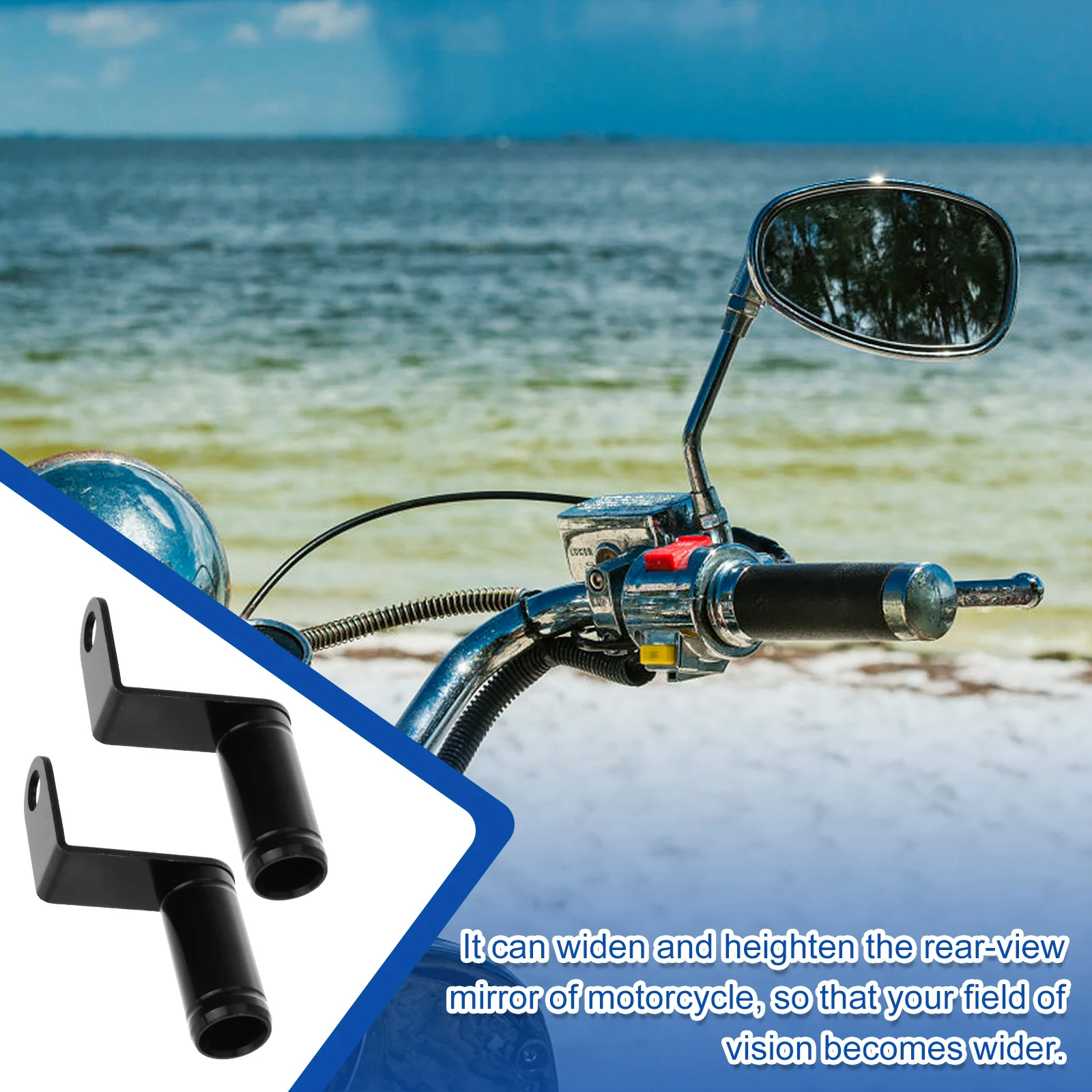 

2pcs Motorcycle Rearview Mirror Extension Frame Durable Aluminum Alloy Wider Extension Holder Bracket Motorcycle