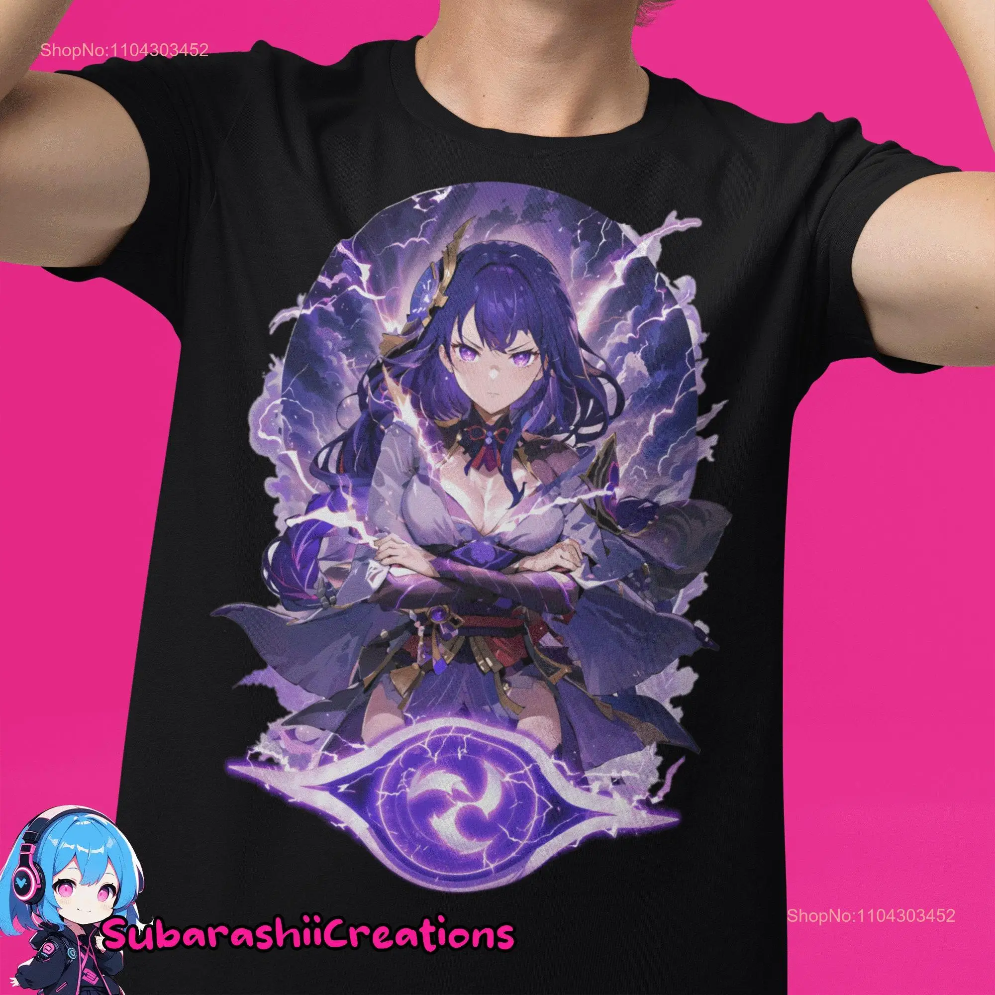 Raiden Shogun Genshin Impact T-Shirt Fan Made Merchandise Anime Design Ei Merch lange oder kurze Ärmel