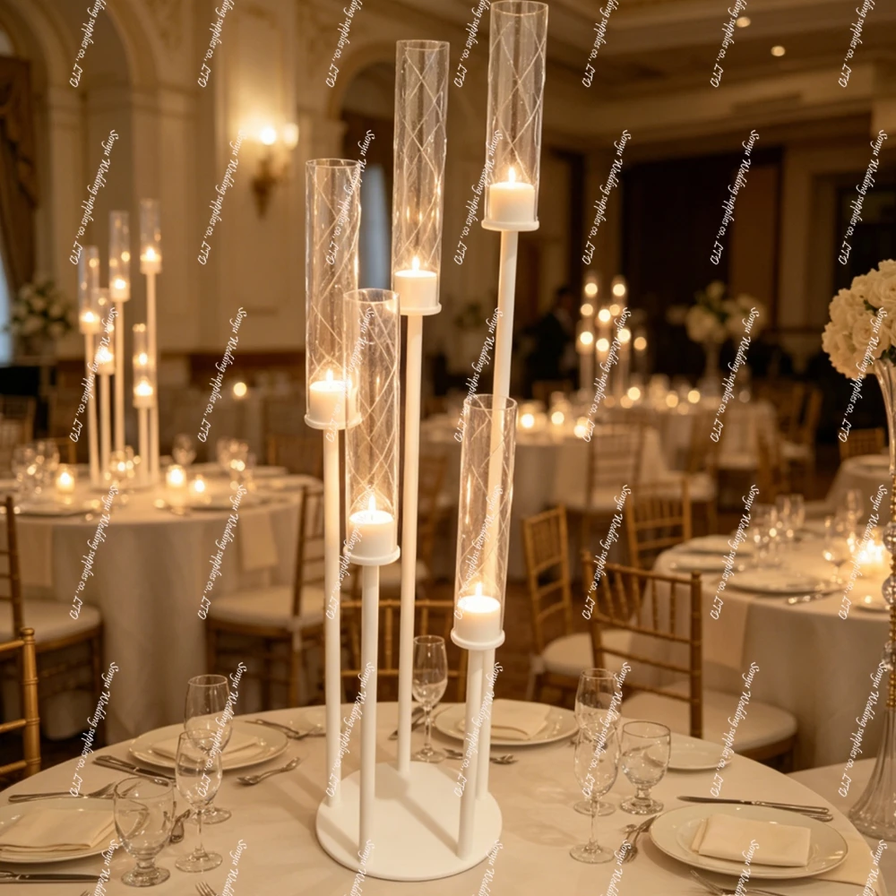 4-10pcs 5 arms Acrylic Flower Stand Wedding Table Stand Decorations Acrylic candelabra Chandelier Wedding Centerpieces