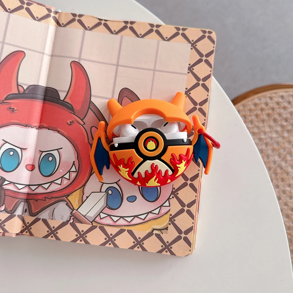 3D Pocket Monsters Pokemon Charizard Poké Ball Earphone Case For Airpods 4 Pro 3 2 Wireless Bluetooth Headset Protective Cover