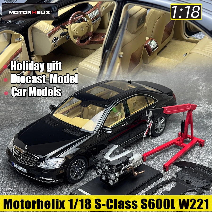 Motorhelix MH ยี่ห้อ 1:18 Scale S-Class S600L W221 รถโลหะจอแสดงผลแบบคงที่เทศกาลของขวัญคอลเลกชัน