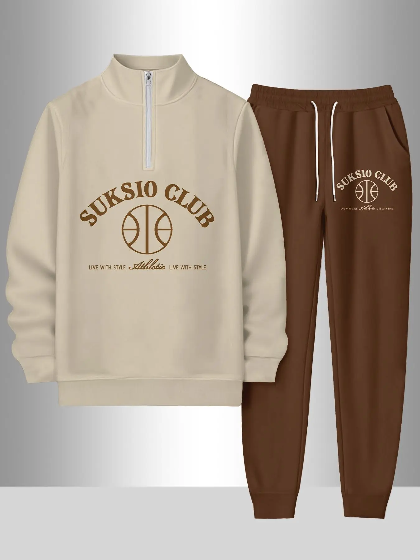 طقم مكون من قطعتين، طقم رياضي عصري للرجال من أوروبا وأمريكا بأكمام طويلة وسراويل طويلة #1