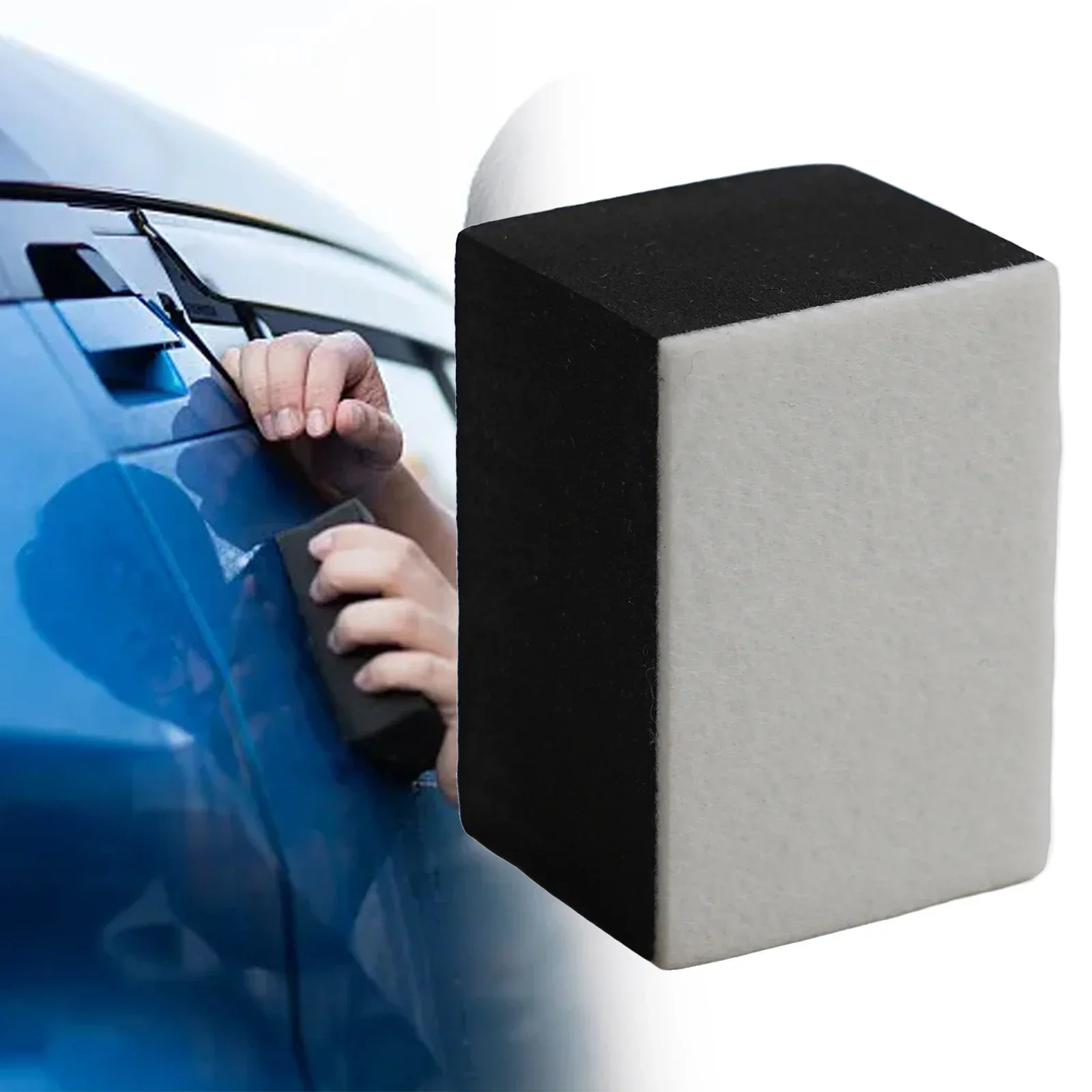 

Wool Felt High-density Sponge Sponges Practical Rectangle 65*43*45mm Sponge+wool Felt White+ Black For Car Waxing