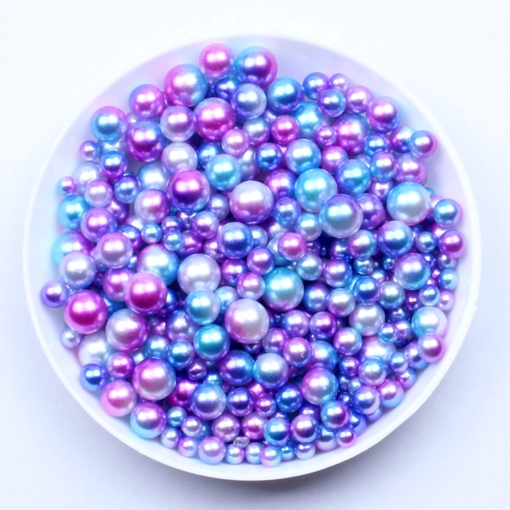 

No Hole Round Pearls RainBow Color 4mm 10000pcs Imitation Pearls Craft Wedding Dresses DIY Jewelry Nail Art Decorations