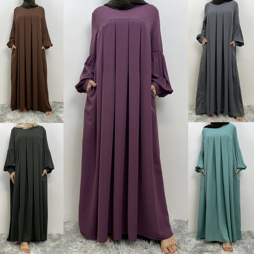 

2023 Spring Muslim Women Abayas Long Maxi Dresses Plain Kaftan Turkish Loose Dubai Islam Arab Robe Ramadan Femme Jalabiya Caftan