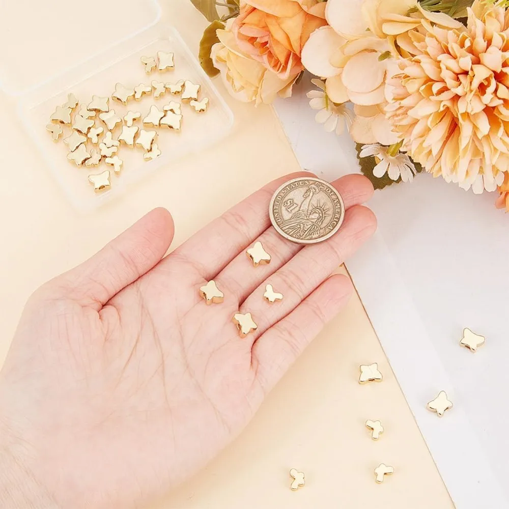 40 قطعة 2 أحجام الفراشة الحقيقية الخرز النحاس فراشة الخرز السلس حبة فضفاض خرزة مباعدة الخرز المعدني DIY بها بنفسك صنع المجوهرات