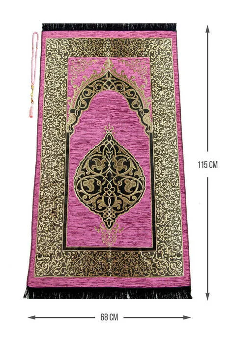 

Ottoman Chenille Prayer Prayer Rosary Gift Fuchsia Muslim Islam Sheet Prayer Mat Holy Quraan Islamic Mats