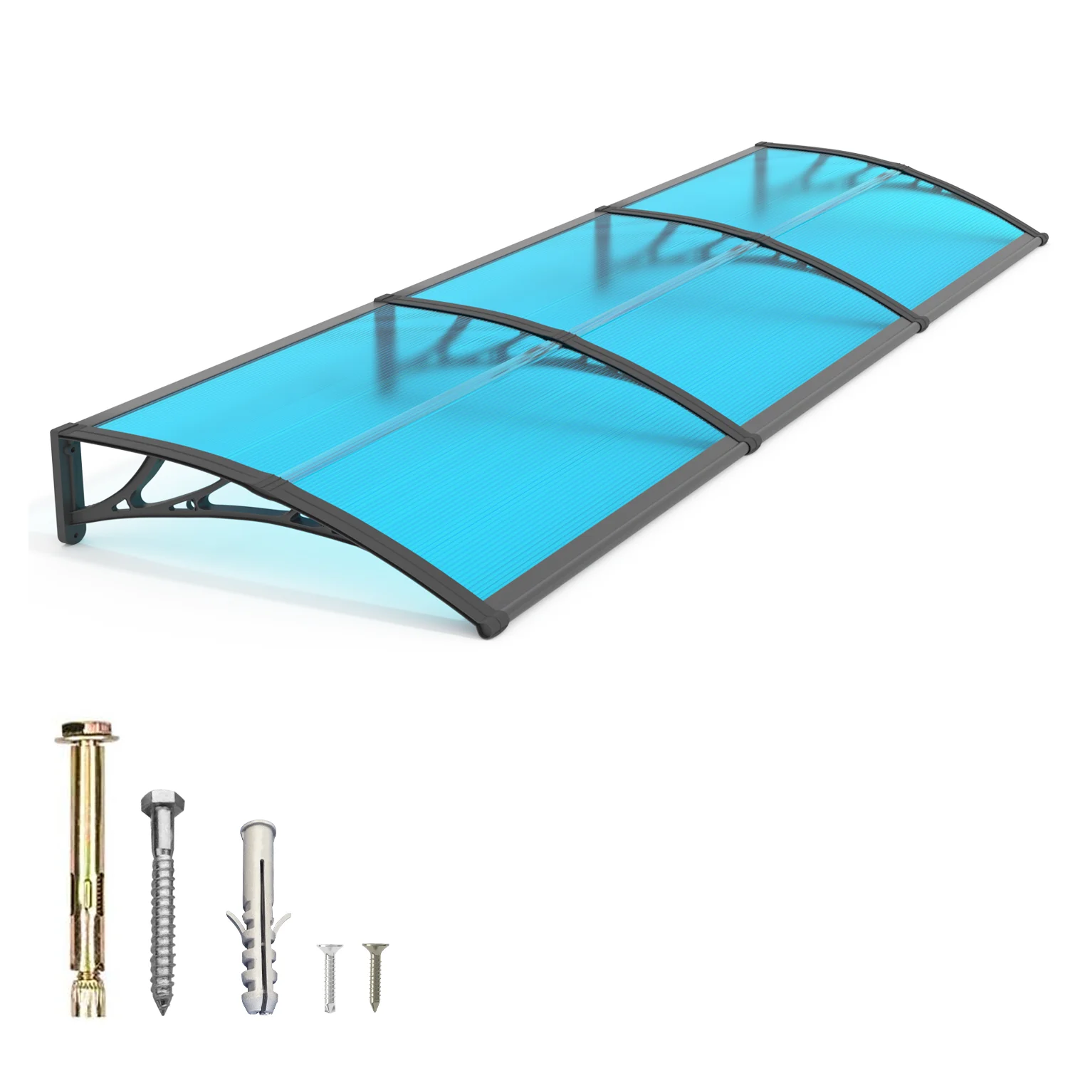 

Door and Window Awning Canopy UV Rain Snow Sunlight Protection Polycarbonate Hollow Sheet Outdoor canopy Blue Panels