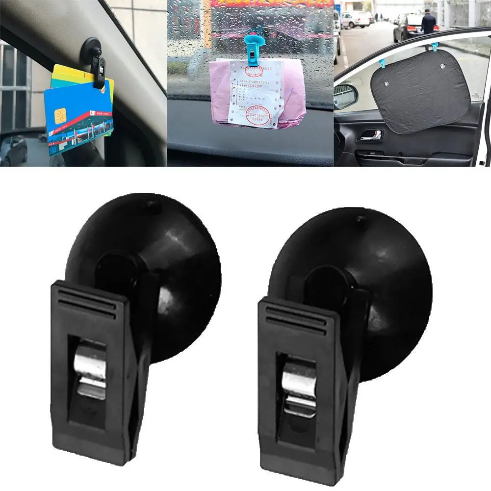 Universal Car Windshield Parking Card Holder, Ticket Clip Organizer com Sucção, 1 Par