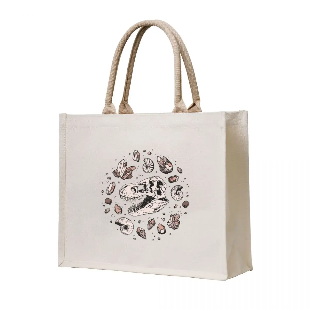 

Geo-rex Vortex Rose Quartz Dinosaur Skull Fossil Art Tote Bag shopper bag woman tote bag custom canvas tote bags