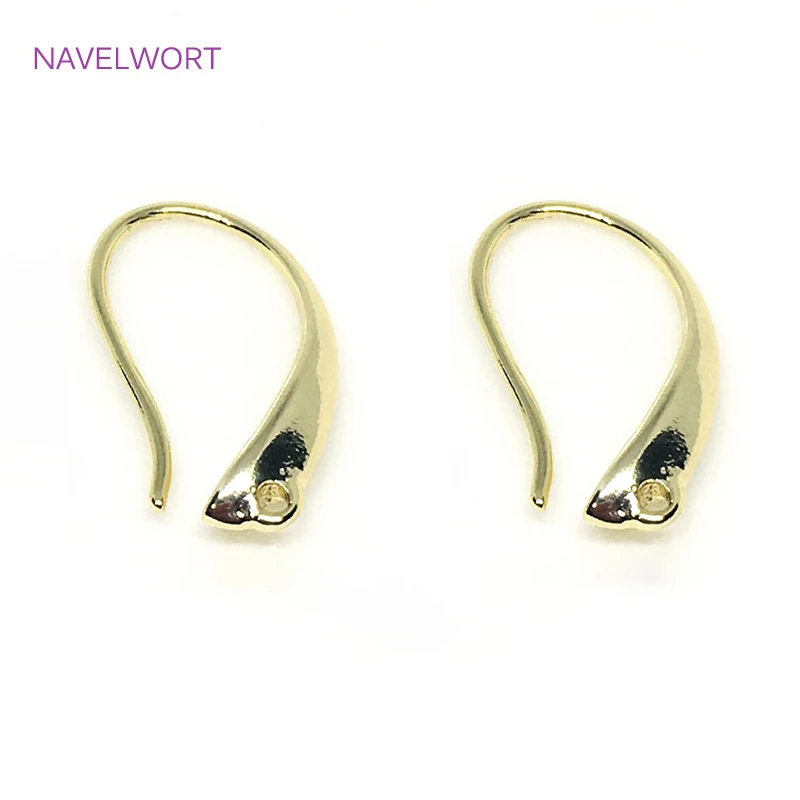 14K Gold Plated Brass Metal Earring Hooks For Fashion Earring Making Accessories Smooth French Ear Wire Hooks Wholesale