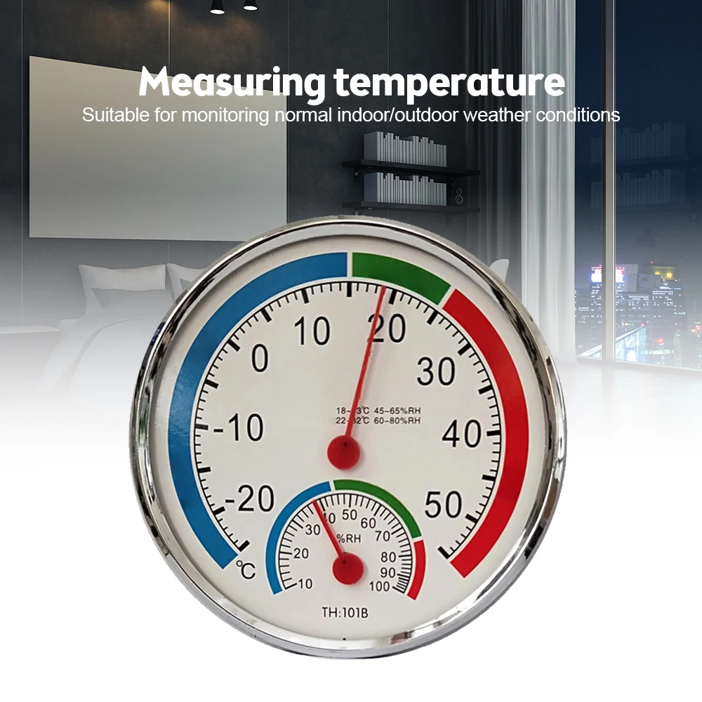 Mini Round Pointer -30℃-50℃ Temperature Meter 20%-100% Hygrometer Analog Thermometer Monitor Humidity Gauge for Indoor Offices