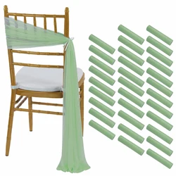 10/50Pcs 17x250cm Chiffon Chair Sashes 2PCS/Set Sage Pink Ivory Sash Wedding Chair Covers Ribbon Wedding Party Aisle Chair Decor