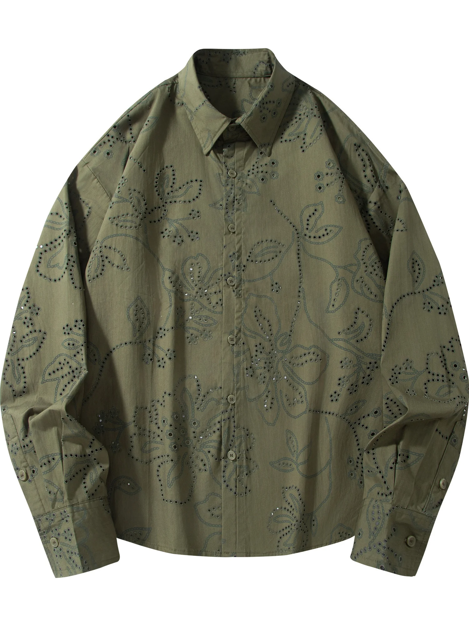 

Men's Long Sve Embroidered Hollow out Casual irtLazy Sle Sun Protection Loose Fit irt American Cool Spring Autumn Fa...
