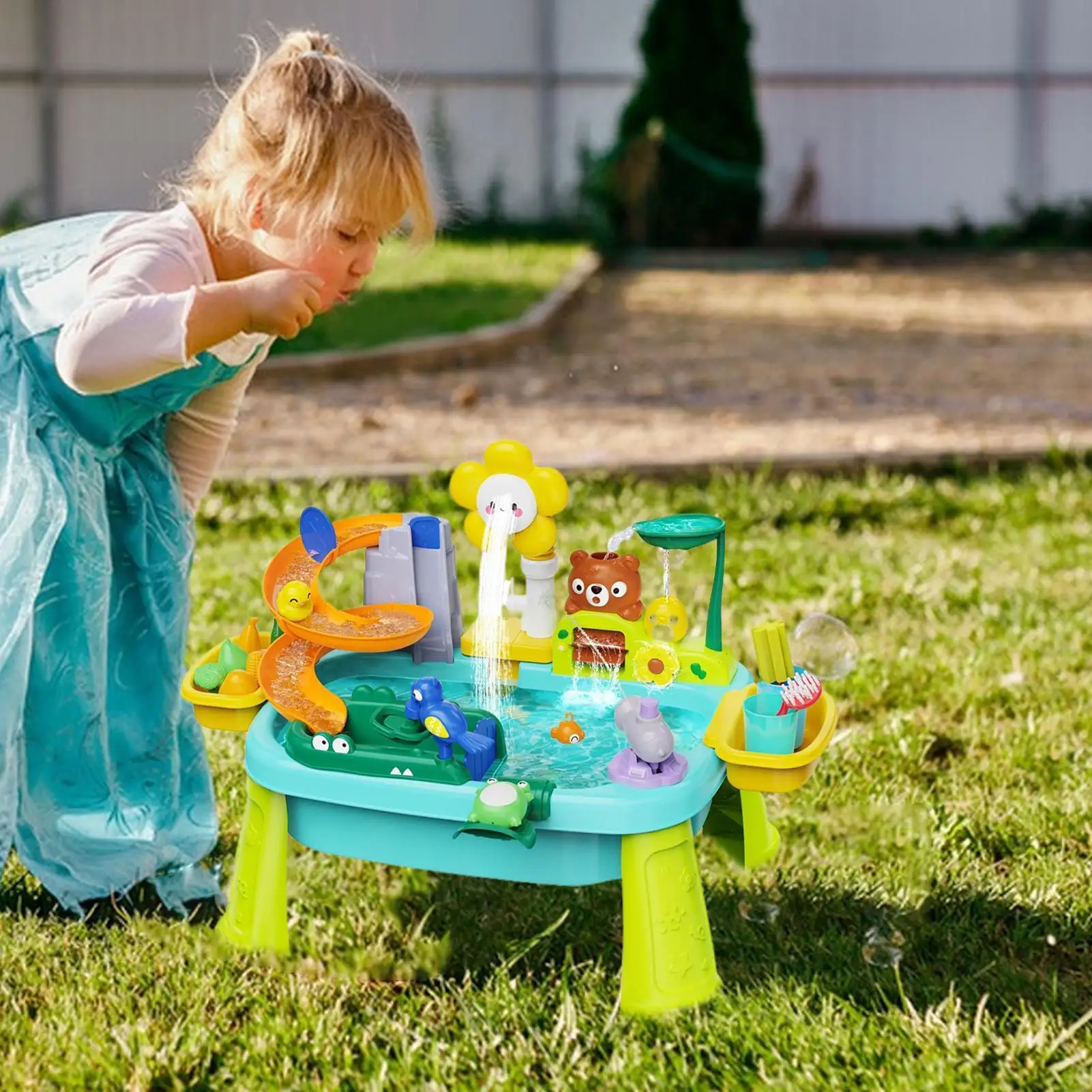 Outdoor watertafel strand buitenspeelgoed met elektrische pomp educatief fantasiespel visspel zintuiglijk speelgoed voor jongens van kinderen van 3-8 jaar