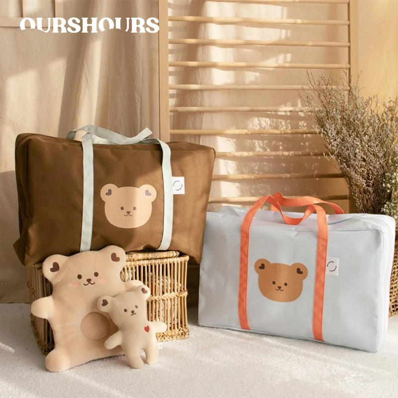 Foldable Children Travel Luggage Bag Portable Waterproof Large Capacity Bear Kindergarten Quilt Storage Bag Clothes Organizer