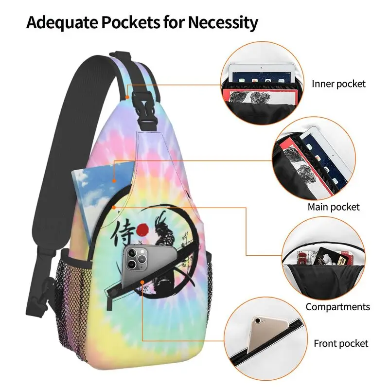 Custom Japanese Samurai Warrior Sling Bags for Travel Hiking Men's Katana Bushido Chest Crossbody Backpack Shoulder Daypack