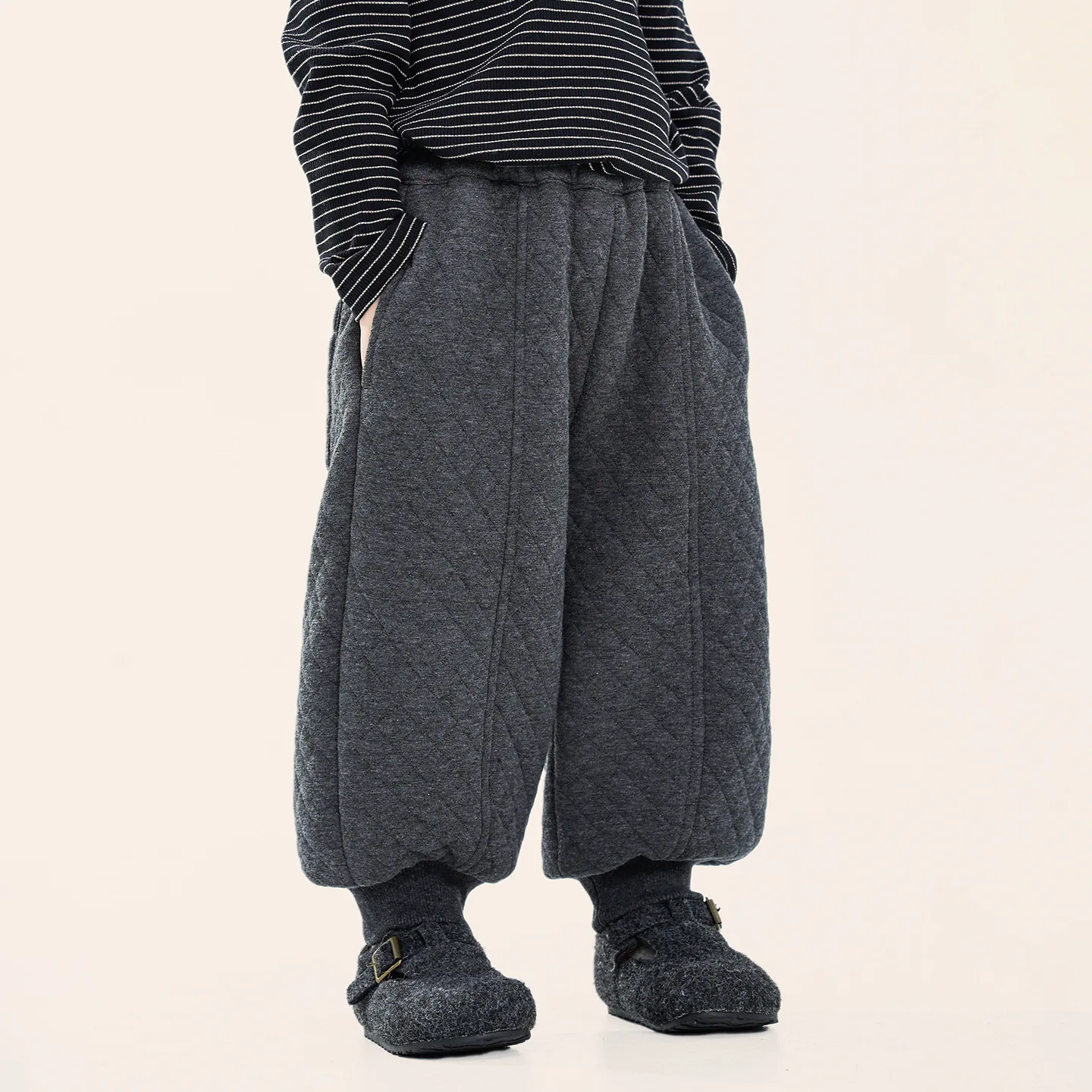 

Winter Kids Fleece Padded Pants Solid Color Boys Warm Trousers Korean Loose Girls Baby Loose Thicken Sweat Pants