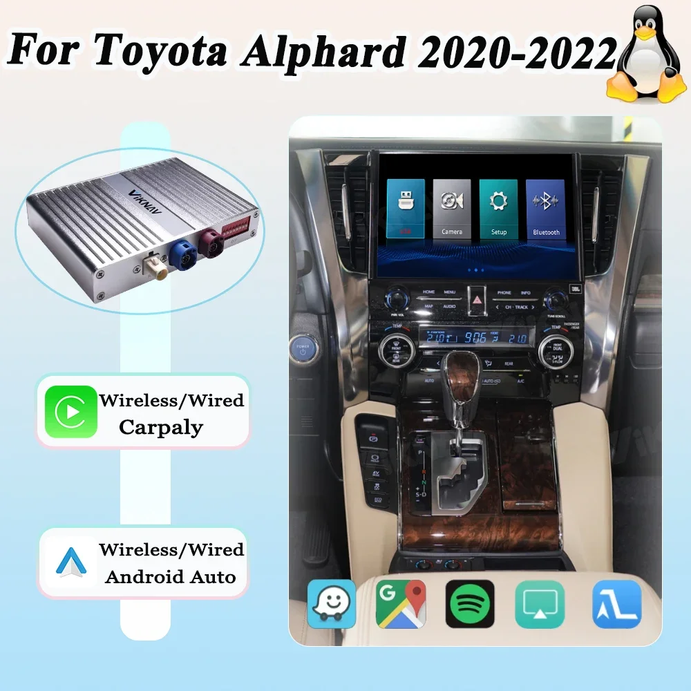 Viknav Linux System For Toyota Alphard 2020-2022 OEM Decoder Interface Box Multimedia Android Auto Wireless LVDS Carplay Player
