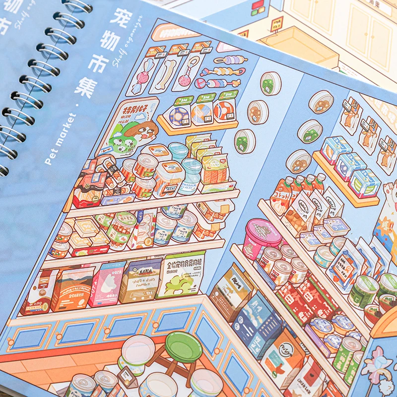 Mr. Paper 1 Book Miniature Scene Sticker Book with Positioning Shelf Organizer 3D Dollhouse Quiet Book DIY Stationary Sticker view 2