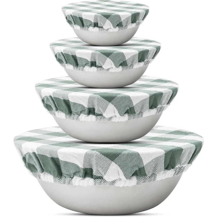 

Чехлы для мисок из ткани Sage Green, комплект из хлопчатобумажной ткани 100 с эластичной резинкой для покрытия фруктов, овощей и мисок для выпечки, идеально подходящие для сто