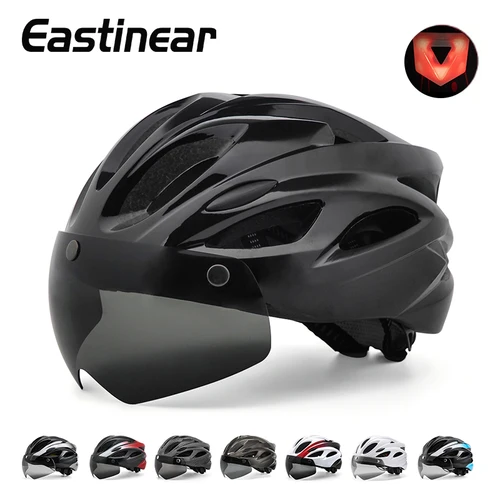 Eastinear-casco de bicicleta para adultos, hombres y mujeres, casco de ciclismo de montaña para carretera al aire libre con gafas magnéticas y luces traseras brillantes