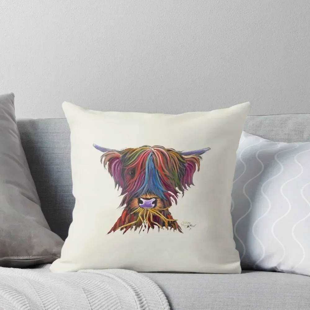 

Scottish Hairy Highland Cow PriNT ' MUNCH MUNCH ' by Shirley MacArthur Throw Pillow bed pillows pillow