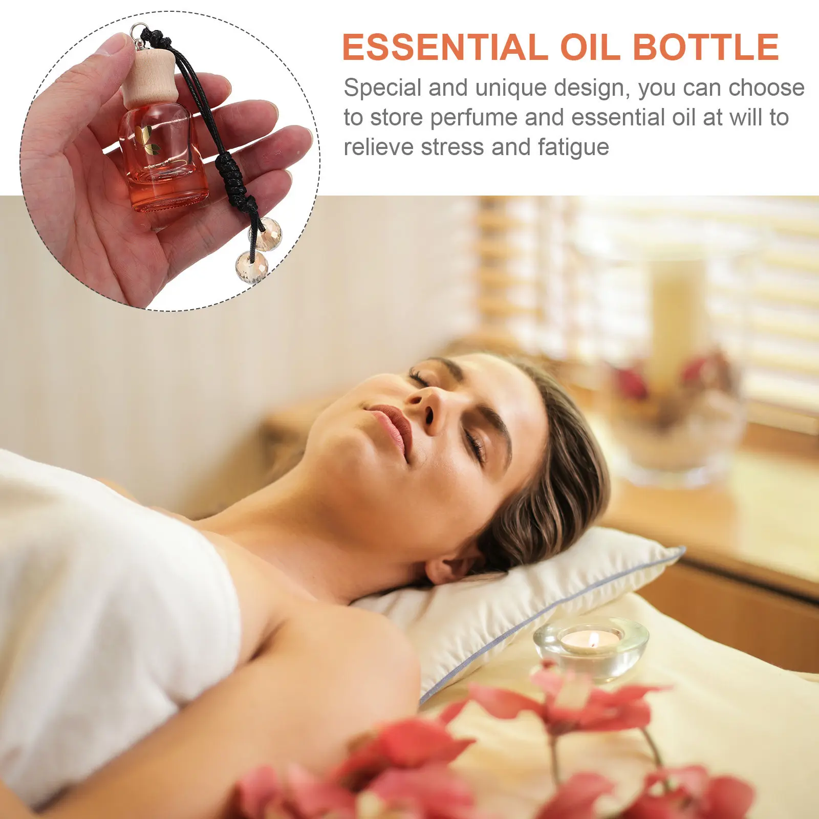 

1Pcs Glass Perfume Bottle Car Hanging Pendant Decorative Essential Oil Container Stylish Auto Interior Ornament Gift Idea