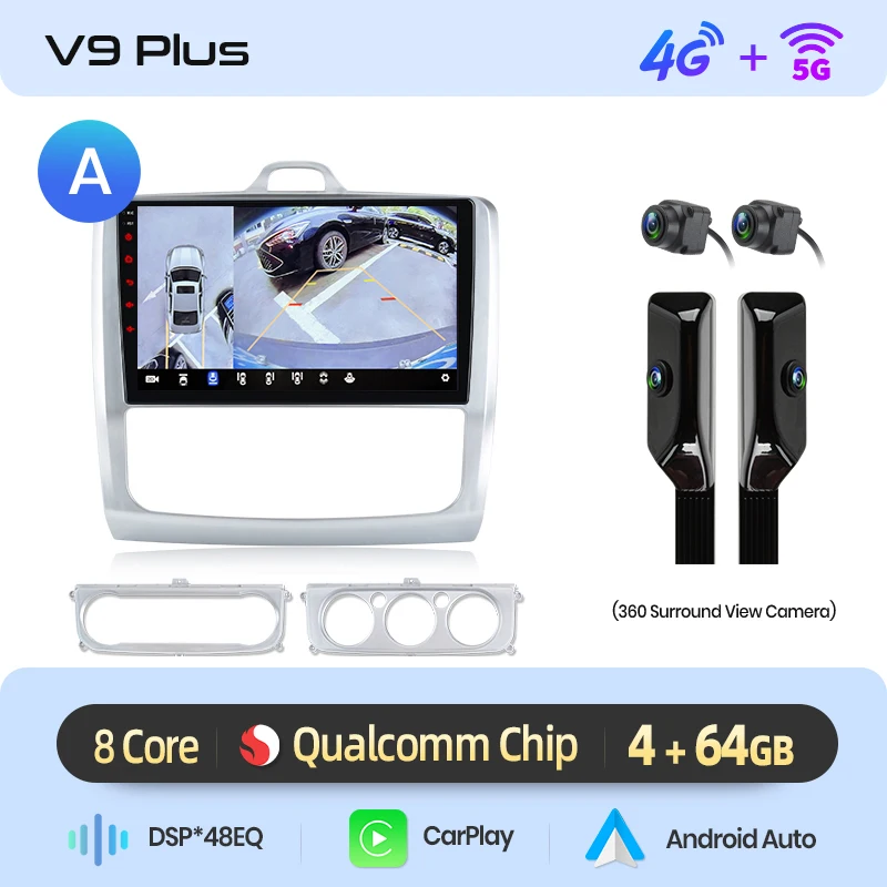 Junsun Qualcomm 8-Core 360 °   Panoramische Camera Draadloze CarPlay Android Auto Radio voor ford focus 2 3 Mk2 Mk3 2004-2011 GPS