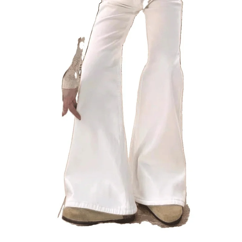 

Женские джинсы Bootcut Y2K, готические, с широкими штанинами, винтажные, черные, трендовые, красивое качество, корейская мода, классическая ткань в западном стиле