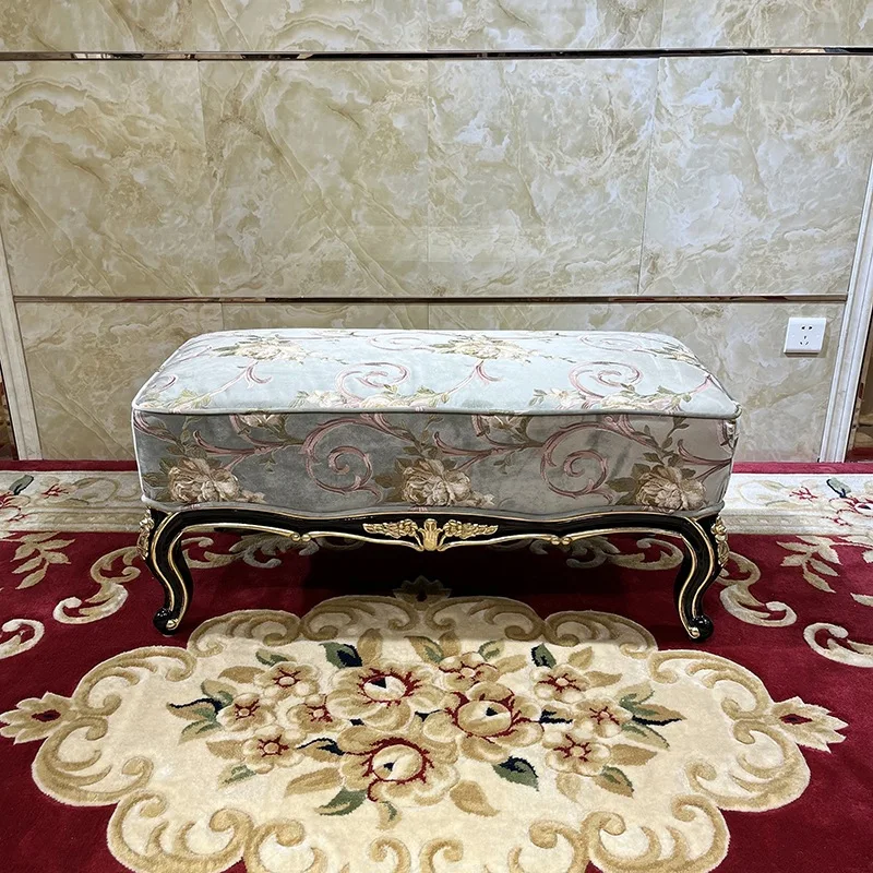 مقعد بجانب السرير من الخشب الصلب الفرنسي، سرير غرفة النوم من الخشب الصلب الأوروبي لغرفة المعيشة #1