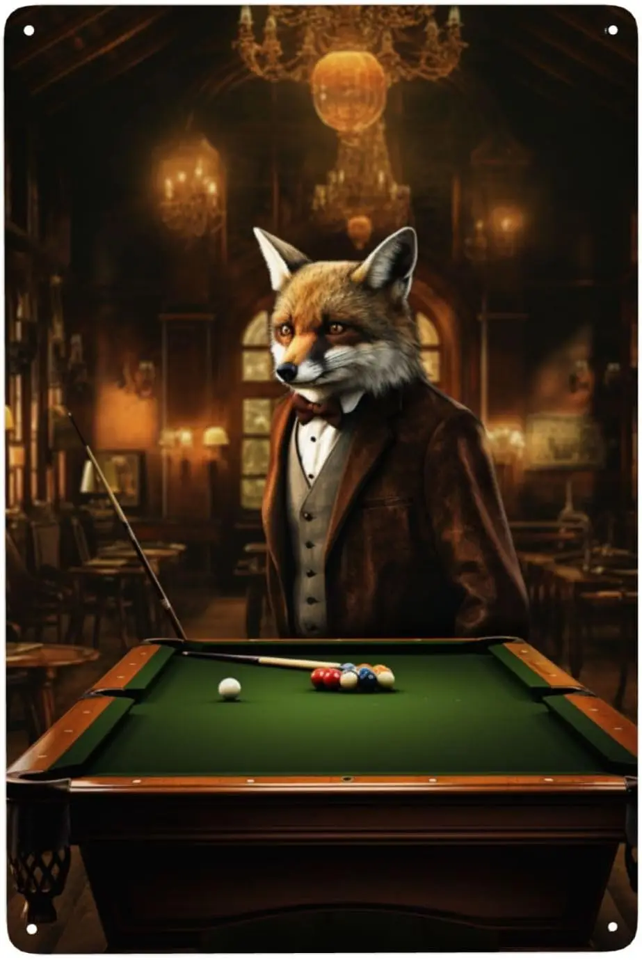 Vintage Billiards room Decor Cunning Fox's Billiards Time metal poster Hang tin Signs,Classic Billiards Hall Wall decor tin