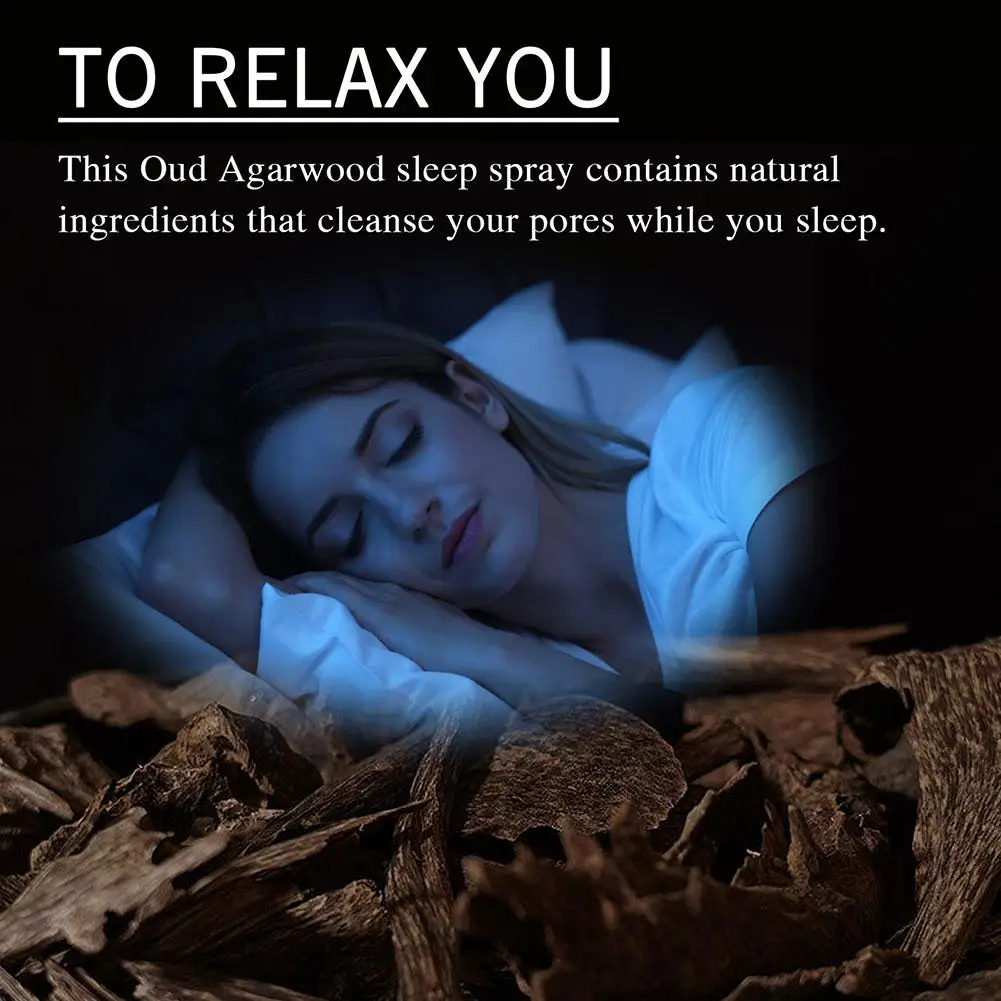 Sleep Mist Ebony e Agarwood Spray, Spray do sono para o sono, Queda AsnuFast, Aromaterapia para quarto, Spray de sono profundo de linho, S6H2, 60ml