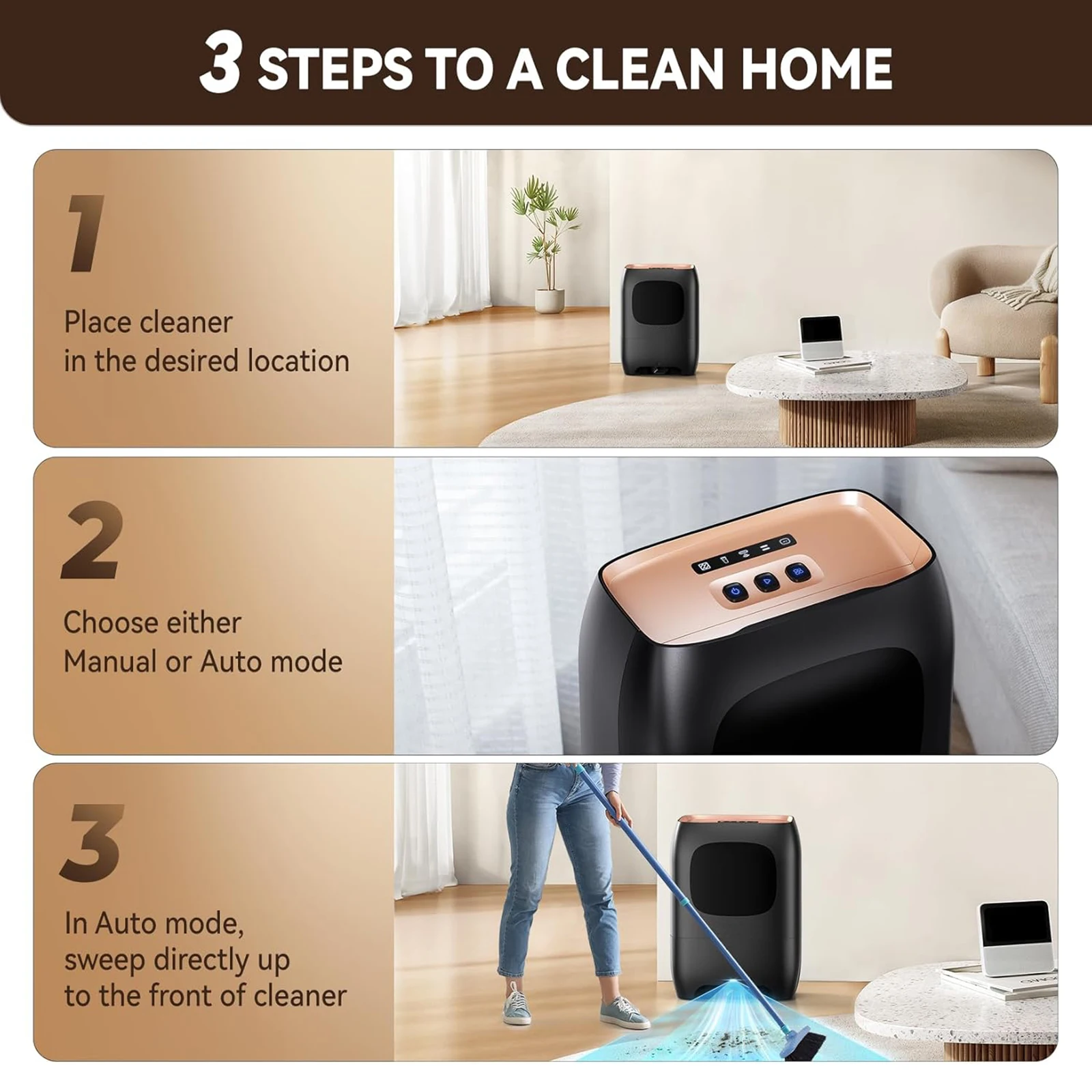 No contact vacuum automatic dustpan super fast powerful cleaning salon pet hair food dirt kitchen dust pot vacuum black