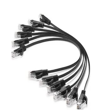 Paquete de 6 cables de 15cm, 50cm, 1m, 2m3m5m10m, 30m, 98 pies, Cable de red Ethernet UTP plano CAT6, parche RJ45, cable LAN de color negro/azul/blanco