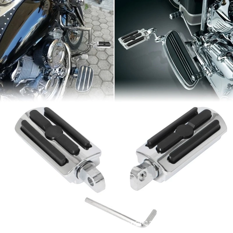 Upgrade 32mm Aluminum Motorbike Foot Pegs Metal Footrests Stylish Motorcycle Pegs Simple Installation for Long Distance Bikers