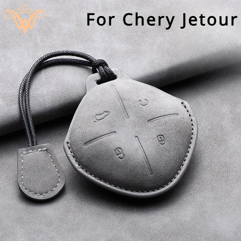 

Leather Car Remote Key Case Cover Shell For Chery Jetour Dashing X-1 Plus DTC IDM 2022 2023 Auto Key Fob Protection Keychain