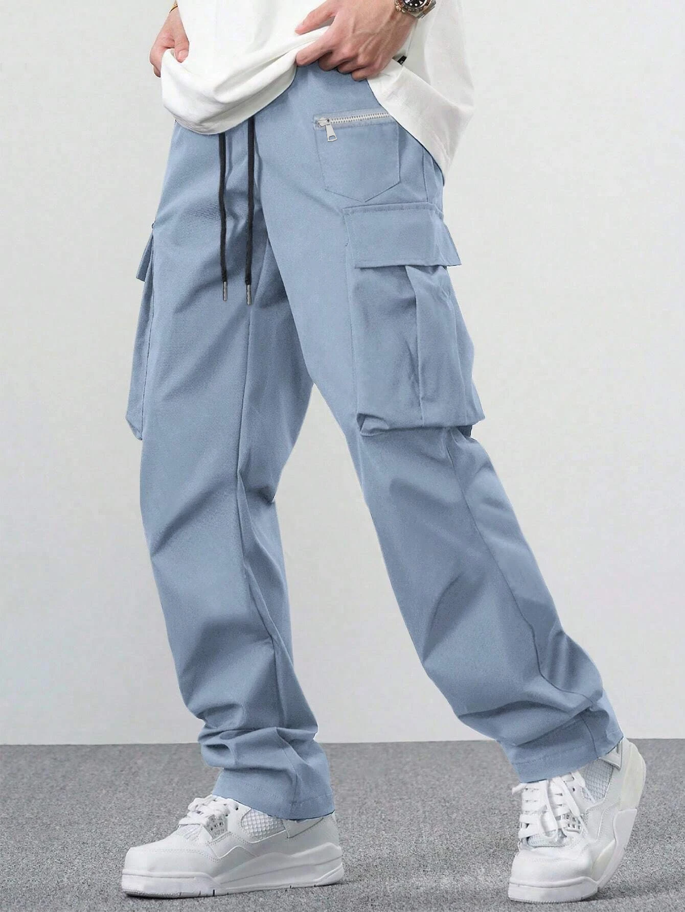

Men's and women's casual pants with multiple pockets, American work pants with straps, straight legs, wide legs, plus size pants