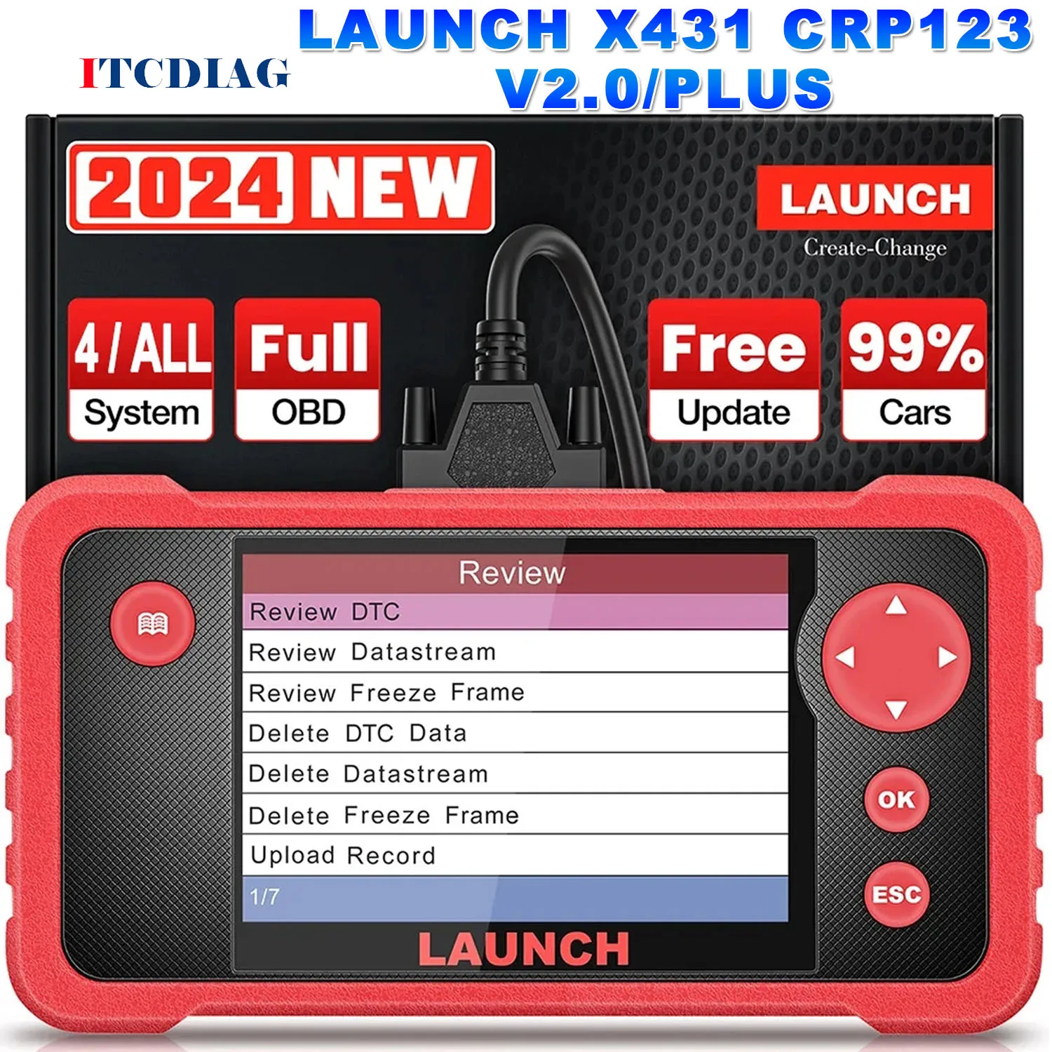 Диагностический сканер LAUNCH X431 CRP123 V2.0/PLUS, OBD2 ABS SRS