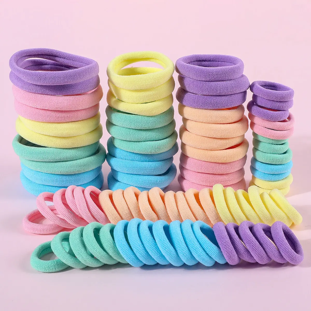 80Pcs Women Girls Elastic Hair Bands Set Mother & Daughter Rubber Bands Sets 5cm 4cm 2.5cm Headband Scrunchie Hair Accessories