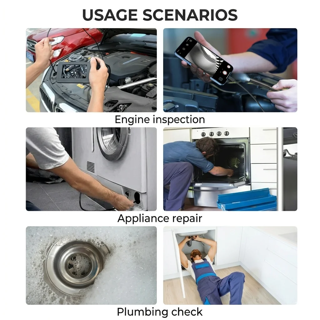 Cámara endoscópica HD 1920P iOS Android de 8 mm, boroscopio para iPhone, Samsung, Tipo-C, impermeable, para inspección de tuberías, alcantarillas y automóviles.