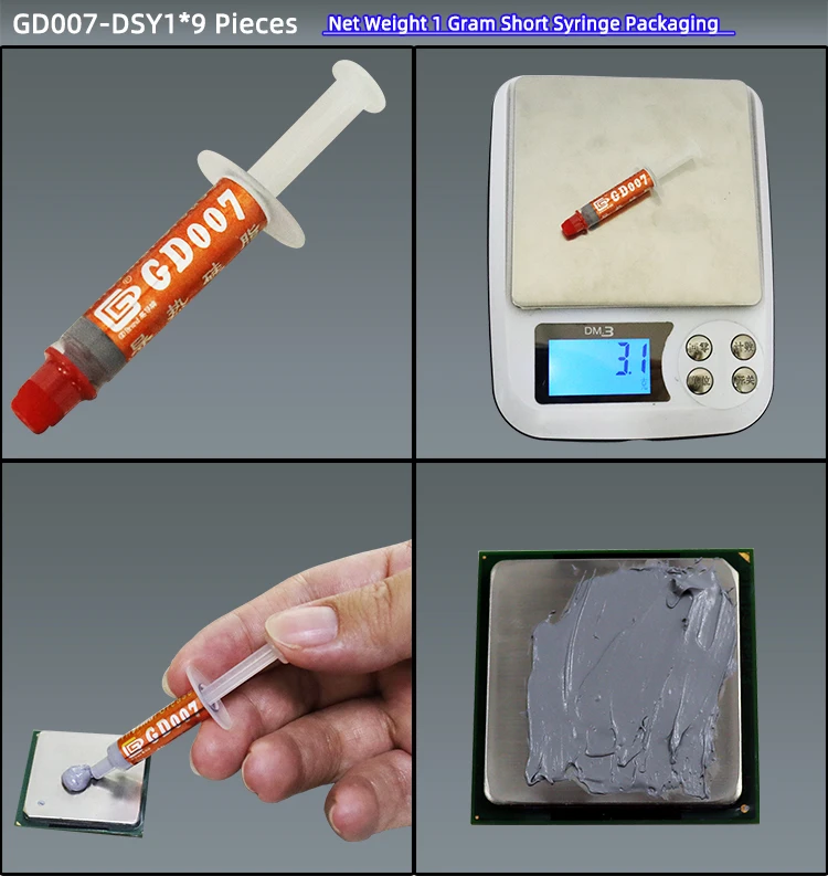 GD007 Wärmeleitpaste Gips Kühlkörper Verbindung Kühlnetz Gewicht 0,5/1/3/7/15/30/150 Gramm für CPU SSY ST CB CN MB BA BR – Detail 4