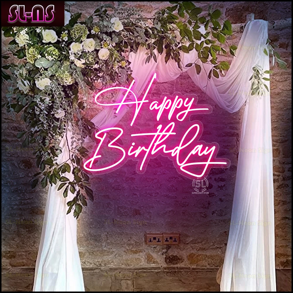 

70x50cm Neon Sign Happy Birthday Large Led Light Sign Personalized Gift Party Birthday Neon Sign Wall Decor High 50cm Width 70cm