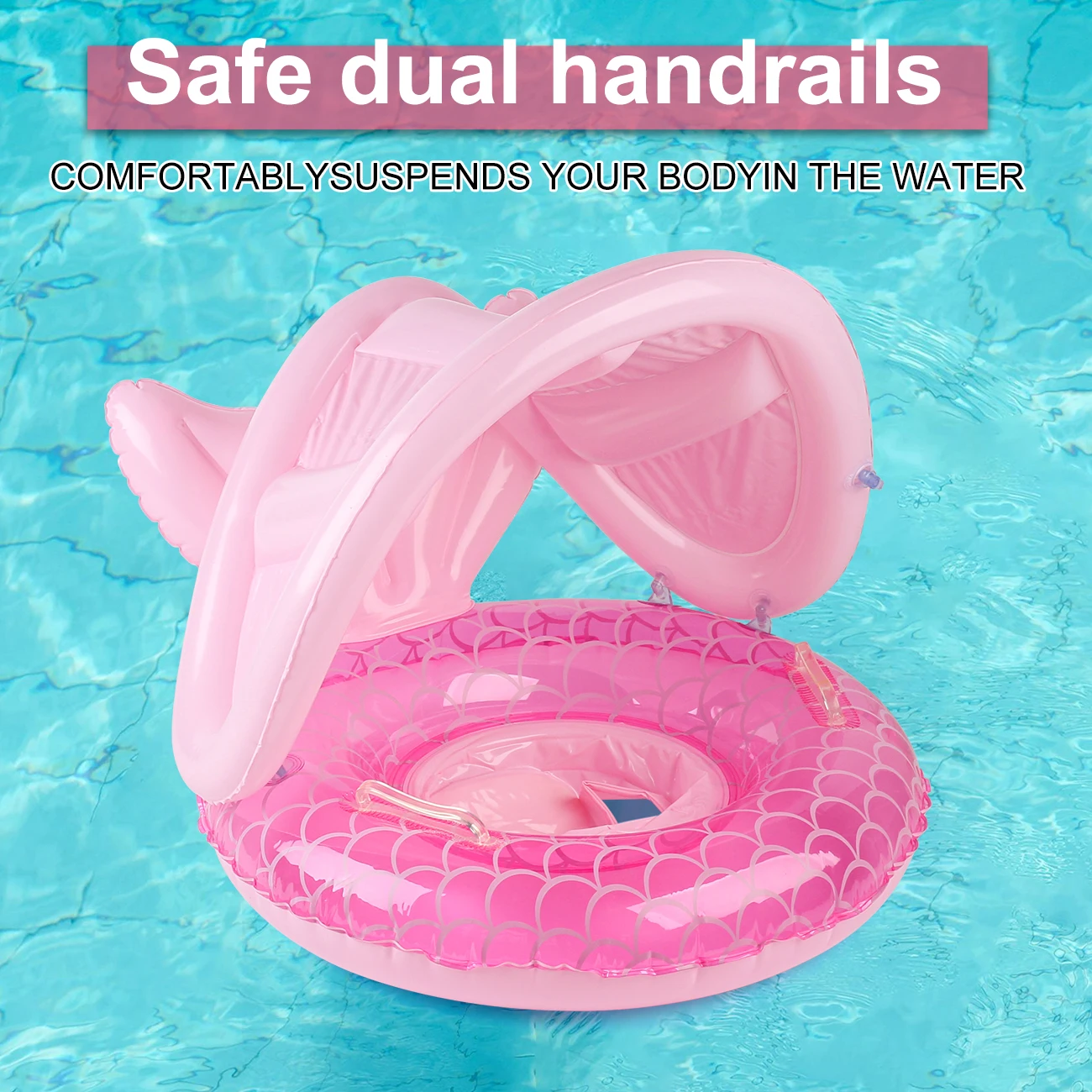 1 Stück Schwimmring mit Sonnendach, Pool-Float mit Sicherheitssitz, Schwimmring mit Sonnenschutz